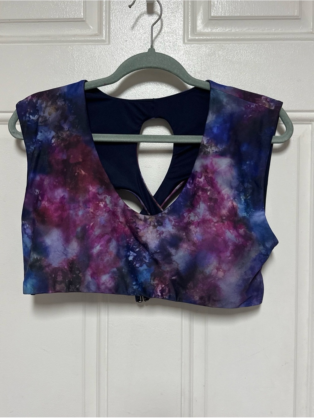 Athleta Tie Dye Supernova Entwined Crop Top Swim Purple Celestial Sz XL